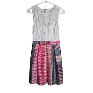 Weston Anthropologie Mismado Dress Size 0 Lace Colorful Patchwork